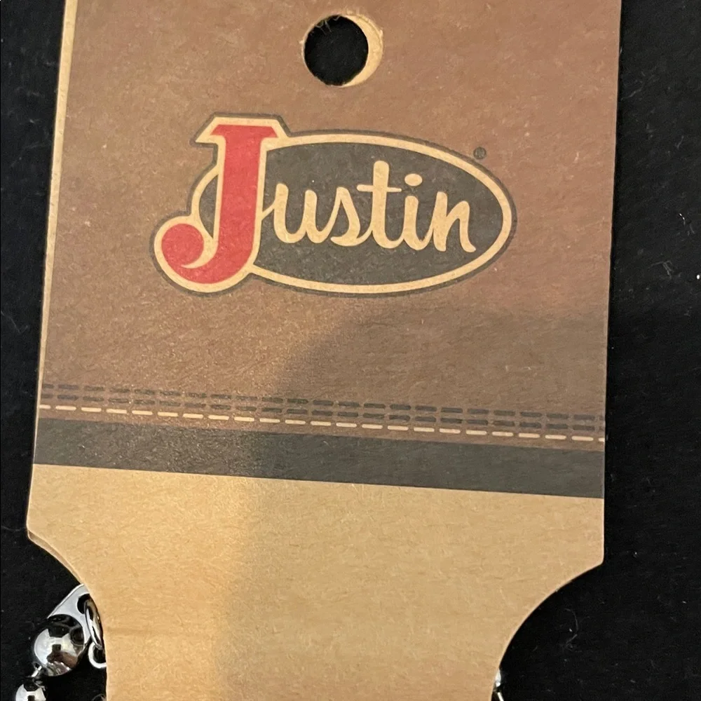 Justin Boots Silver American Flag Dog Tag Necklace